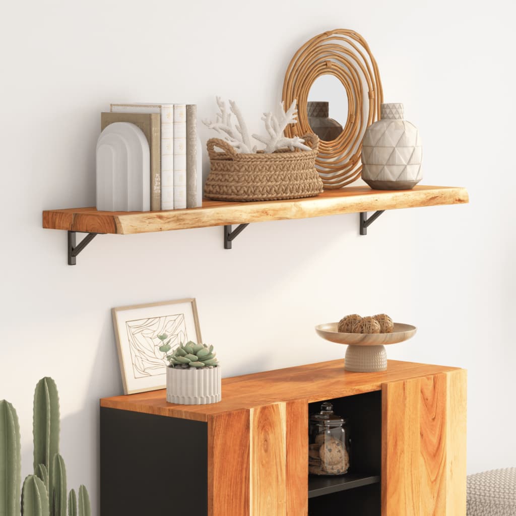 Wall Shelf 110x20x2.5 cm Rectangular Solid Wood Acacia Live Edge