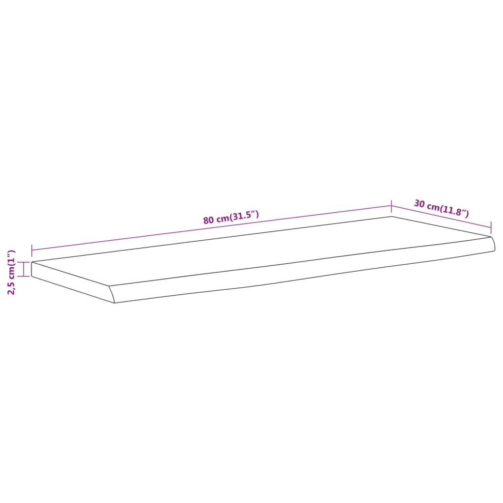 Wall Shelf 80x30x2.5 cm Rectangular Solid Wood Acacia Live Edge