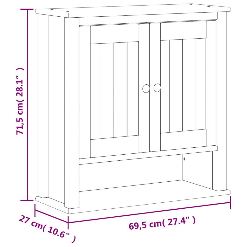 Bathroom Wall Cabinet BERG White 69.5x27x71.5 cm Solid Wood