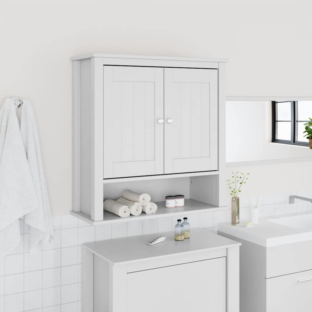 Bathroom Wall Cabinet BERG White 69.5x27x71.5 cm Solid Wood