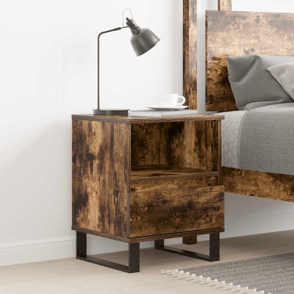 Bedside Cabinet Smoked Oak 40x35x50 cm Engineered Wood