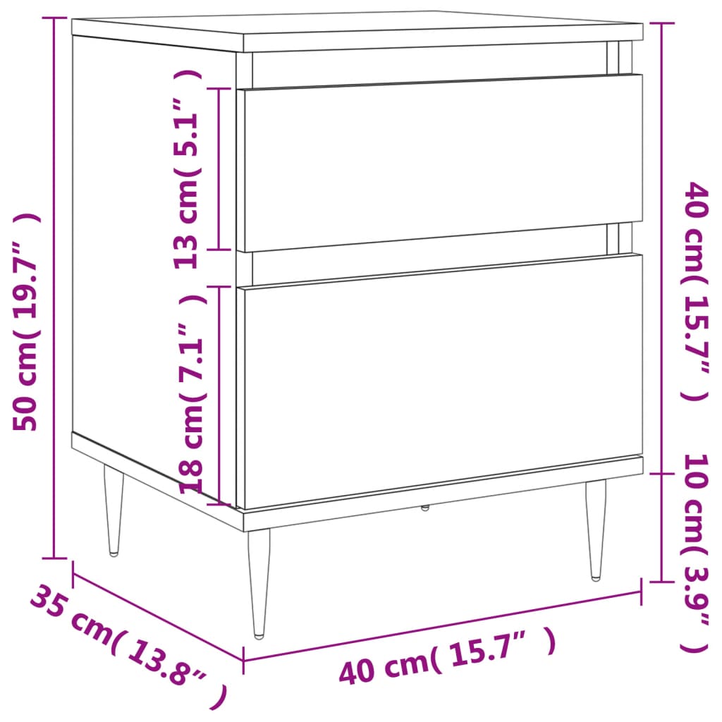 Bedside Cabinet Smoked Oak 40x35x50 cm Engineered Wood