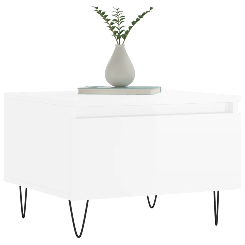 Coffee Tables 2 pcs High Gloss White 50x46x35cm Engineered Wood