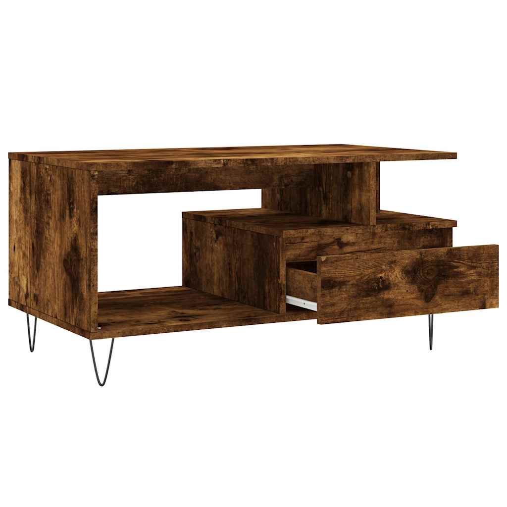 Coffee Table Smoked Oak 90x49x45 cm Engineered Wood