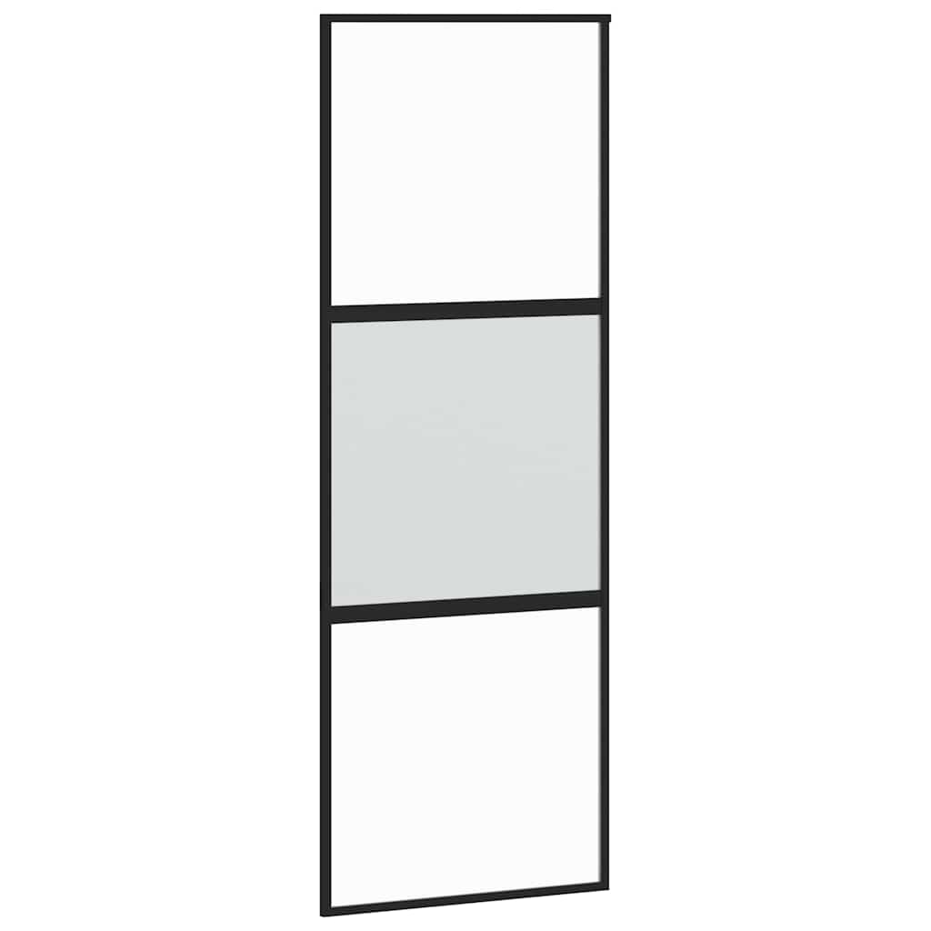 Sliding Door Black 76x205 cm Tempered Glass and Aluminium