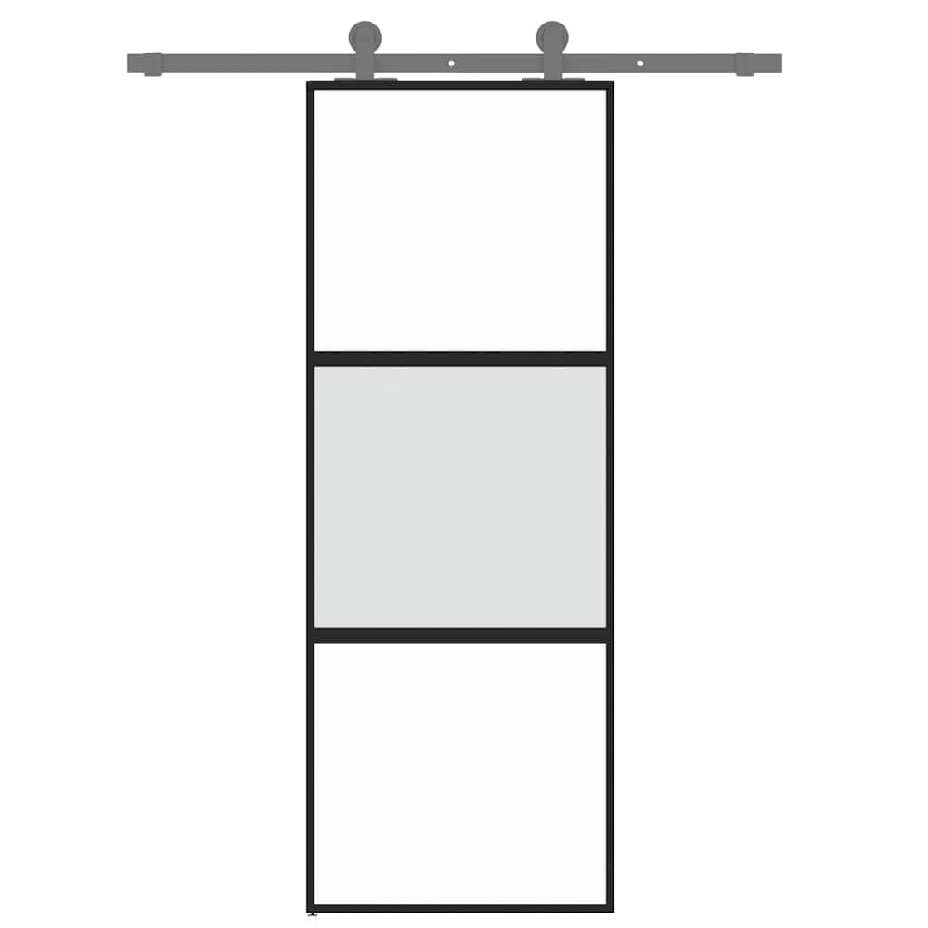 Sliding Door Black 76x205 cm Tempered Glass and Aluminium
