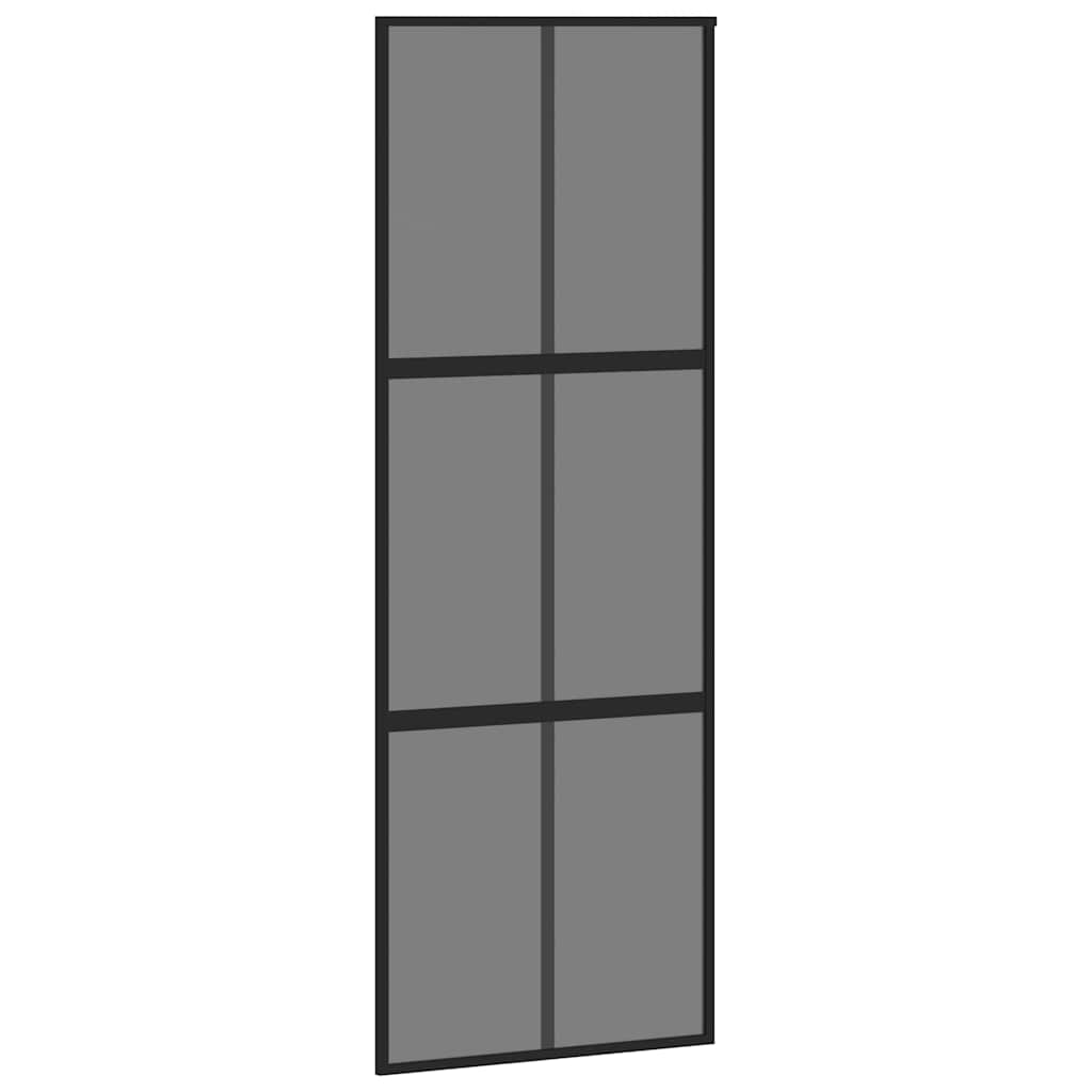 Sliding Door Black 76x205 cm Tempered Glass and Aluminium