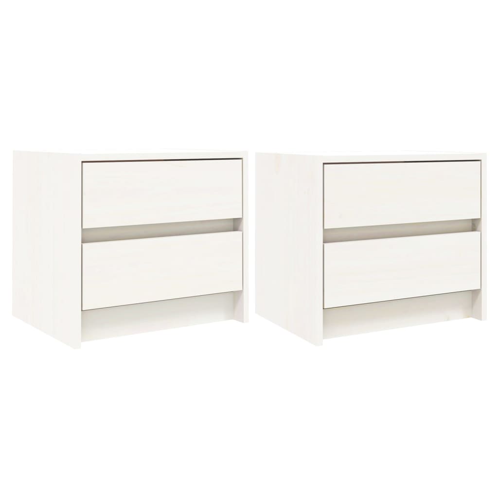Bedside Cabinets 2 pcs White 40x31x35,5 cm Solid Wood Pine