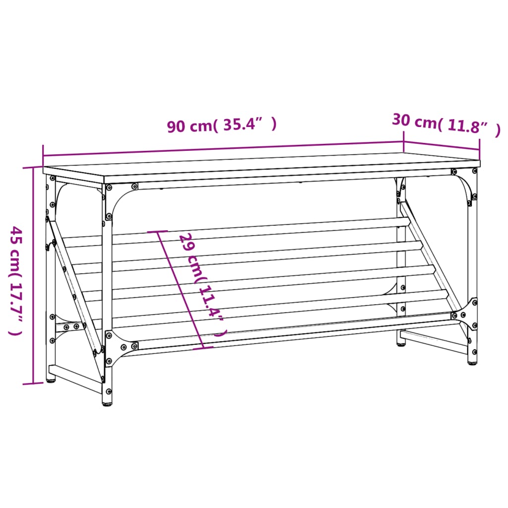 Shoe Rack Sonoma Oak 90x30x45 cm Engineered Wood