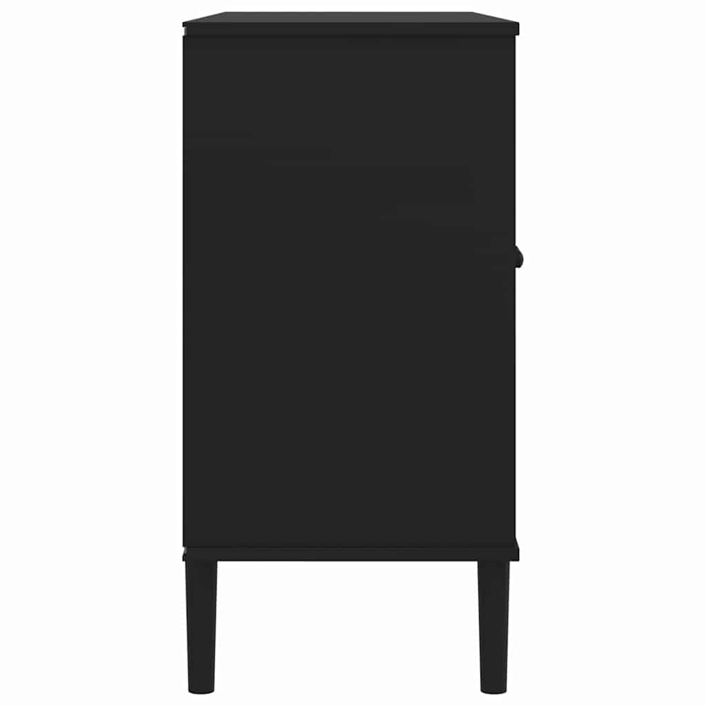Sideboard SENJA Rattan Look Black 112x40x80cm Solid Wood Pine