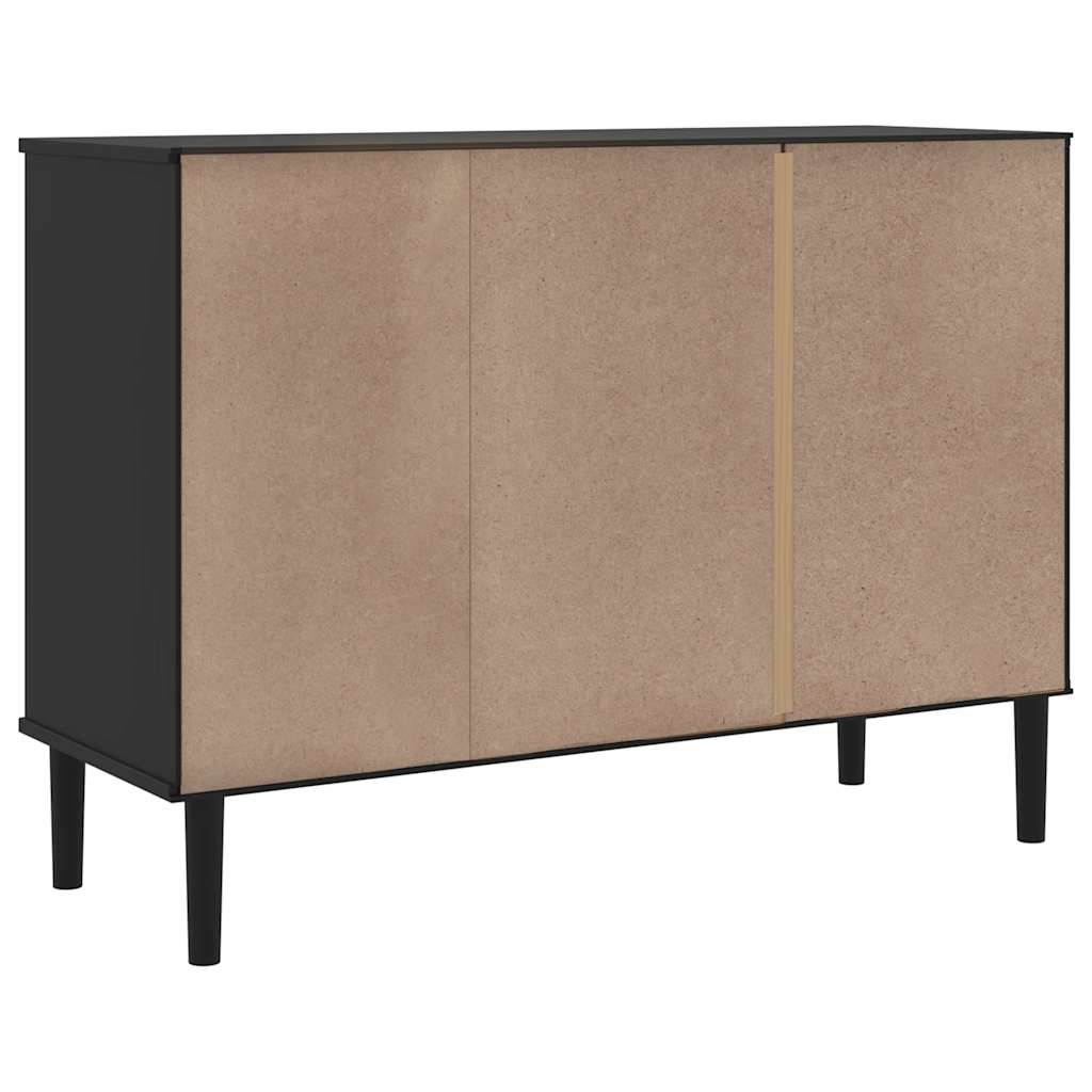 Sideboard SENJA Rattan Look Black 112x40x80cm Solid Wood Pine