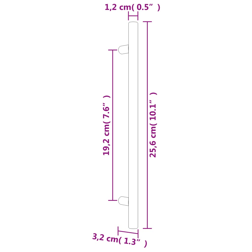 Cabinet Handle | Set of 10 | Gold | Stainless steel | 192 mm hole spacing