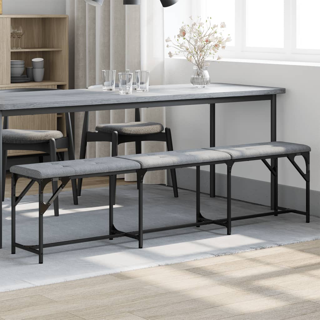 Dining Bench Light Grey 186x32x45 cm Steel and Fabric