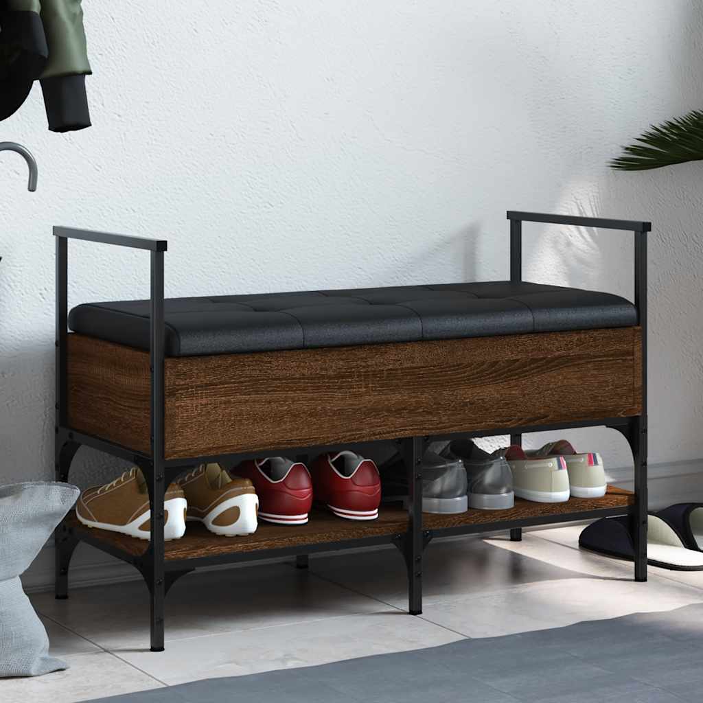 Shoe Bench Brown Oak 85.5x42x57.5 cm Engineered Wood