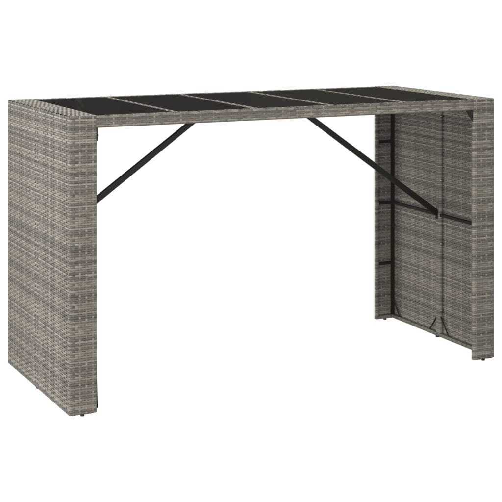 7 Piece Garden Bar Set with Cushions Grey Poly Rattan