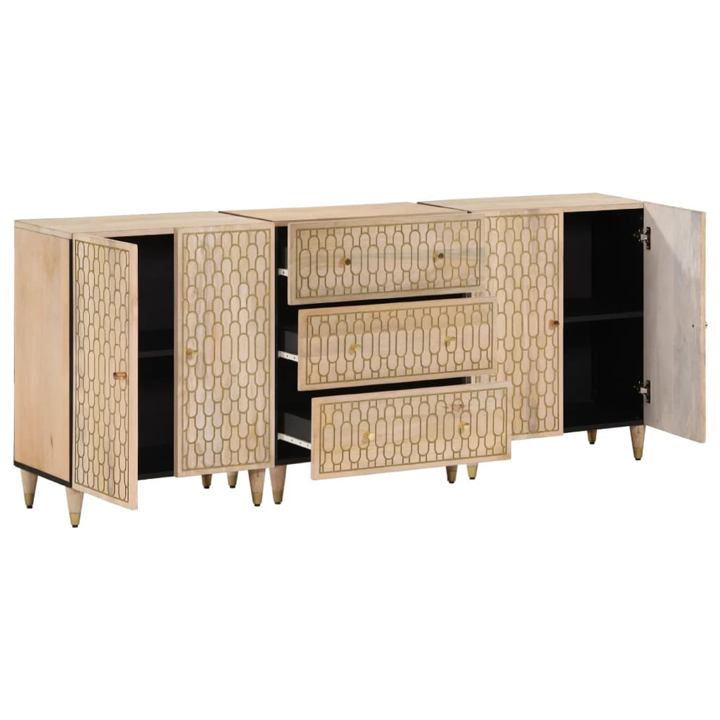 Side Cabinets 3 pcs 60x33x75 cm Solid Wood Mango