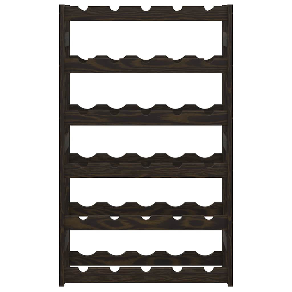 Wine Rack for 30 Bottles Black Solid Wood Pine