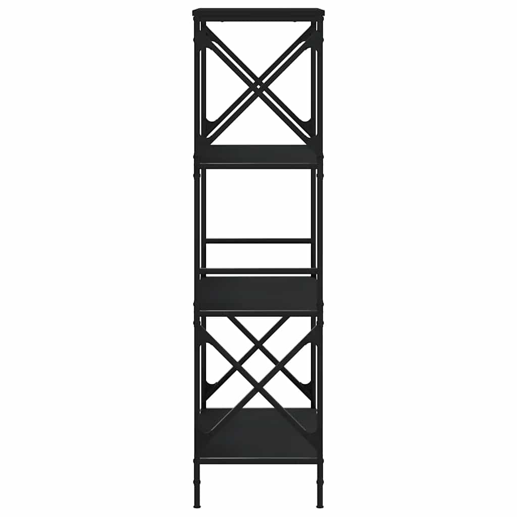 Bookcase 4-Tier Black 59x35x132 cm Engineered Wood