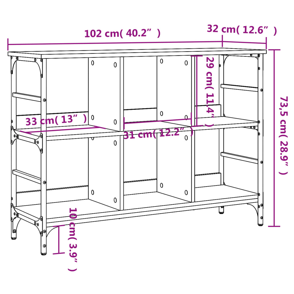 Sideboard Smoked Oak 102x32x73,5 cm Engineered Wood