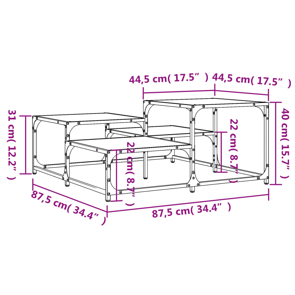 Coffee Table Smoked Oak 87.5x87.5x40 cm Engineered Wood