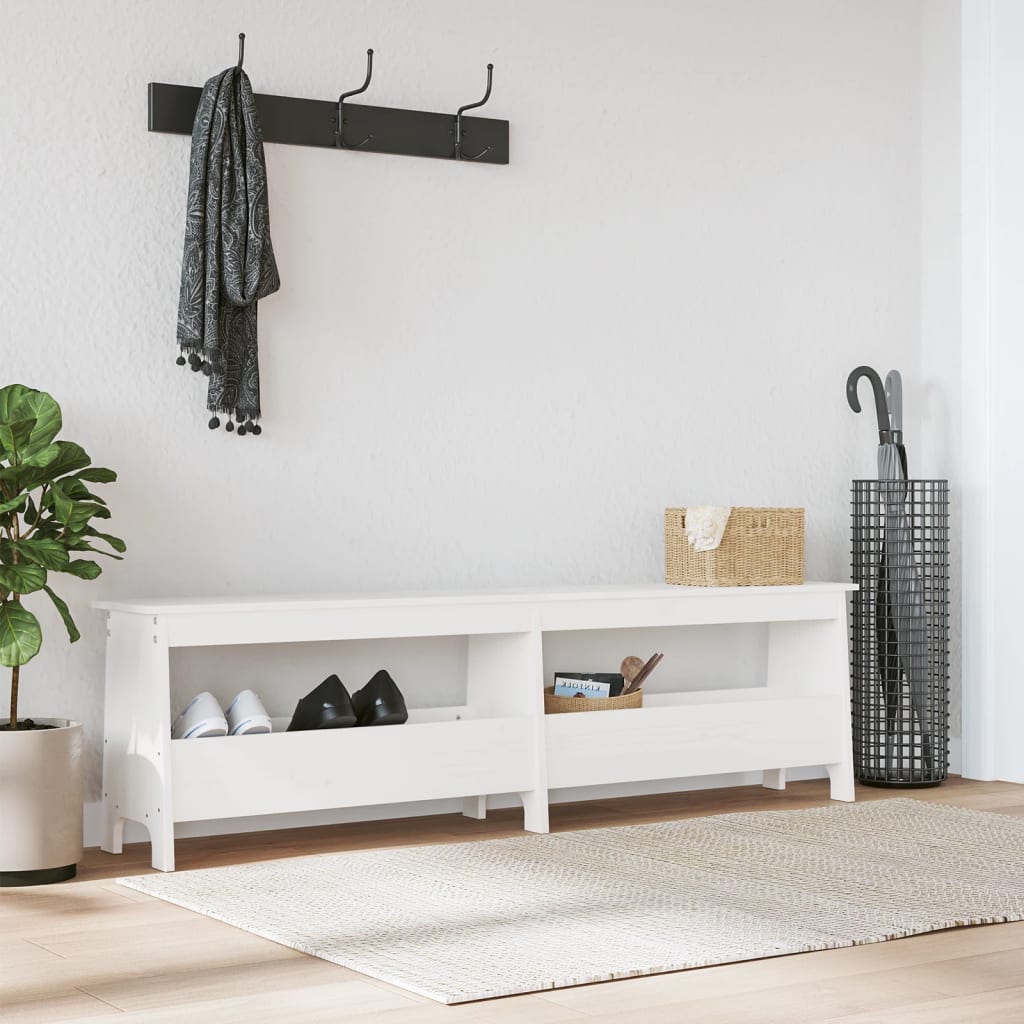 Hall Bench White 160x28x45 cm Solid Wood Pine