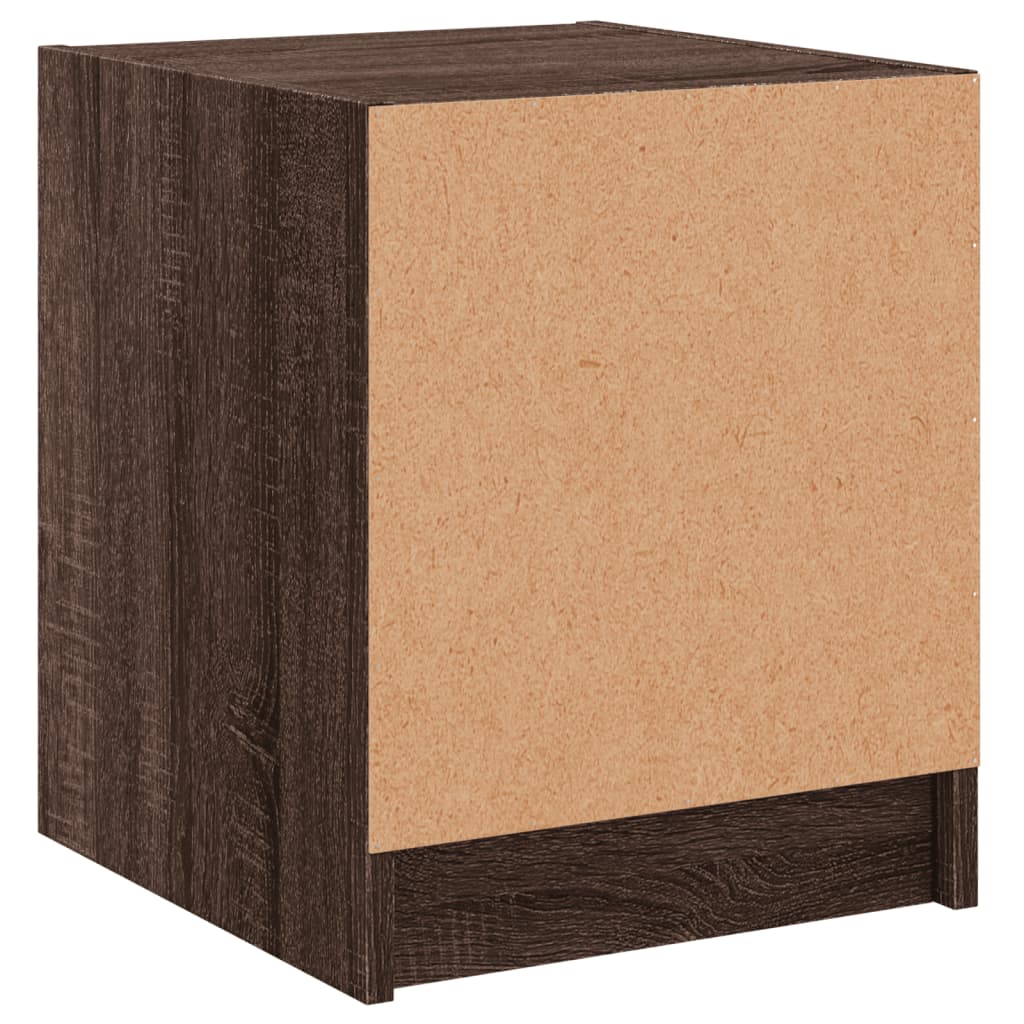Bedside Cabinet with Glass Door Brown Oak 35x37x42 cm