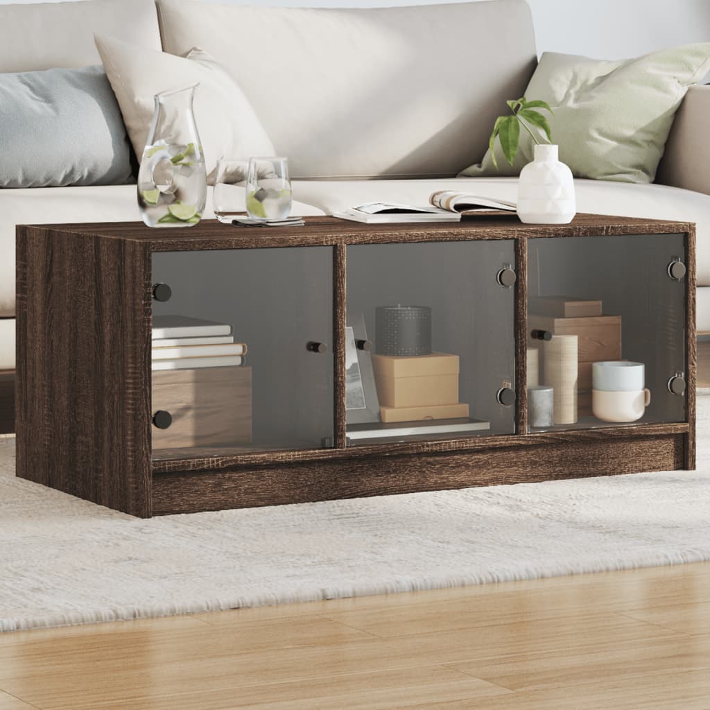 Coffee Table Brown Oak Medium Engineered wood, Glass