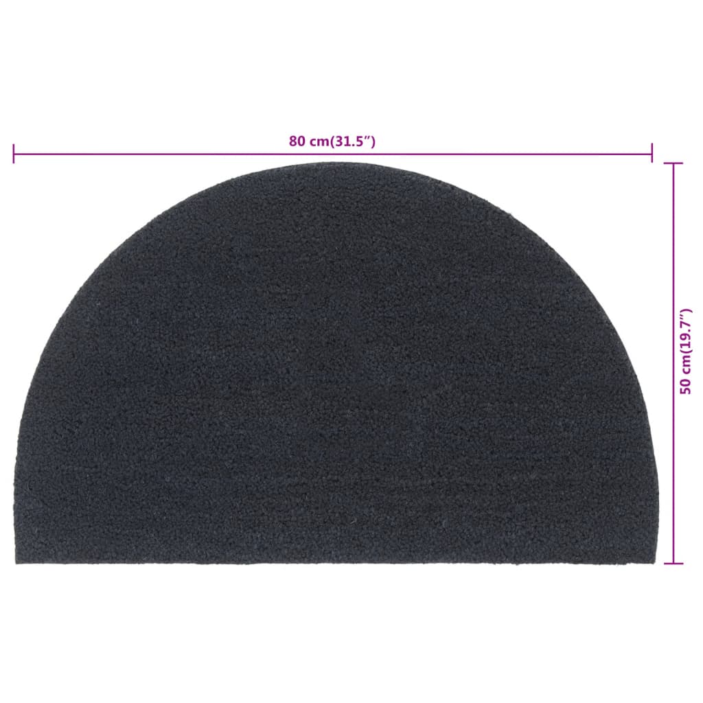Door Mat Dark Grey Half Round 50x80 cm Tufted Coir