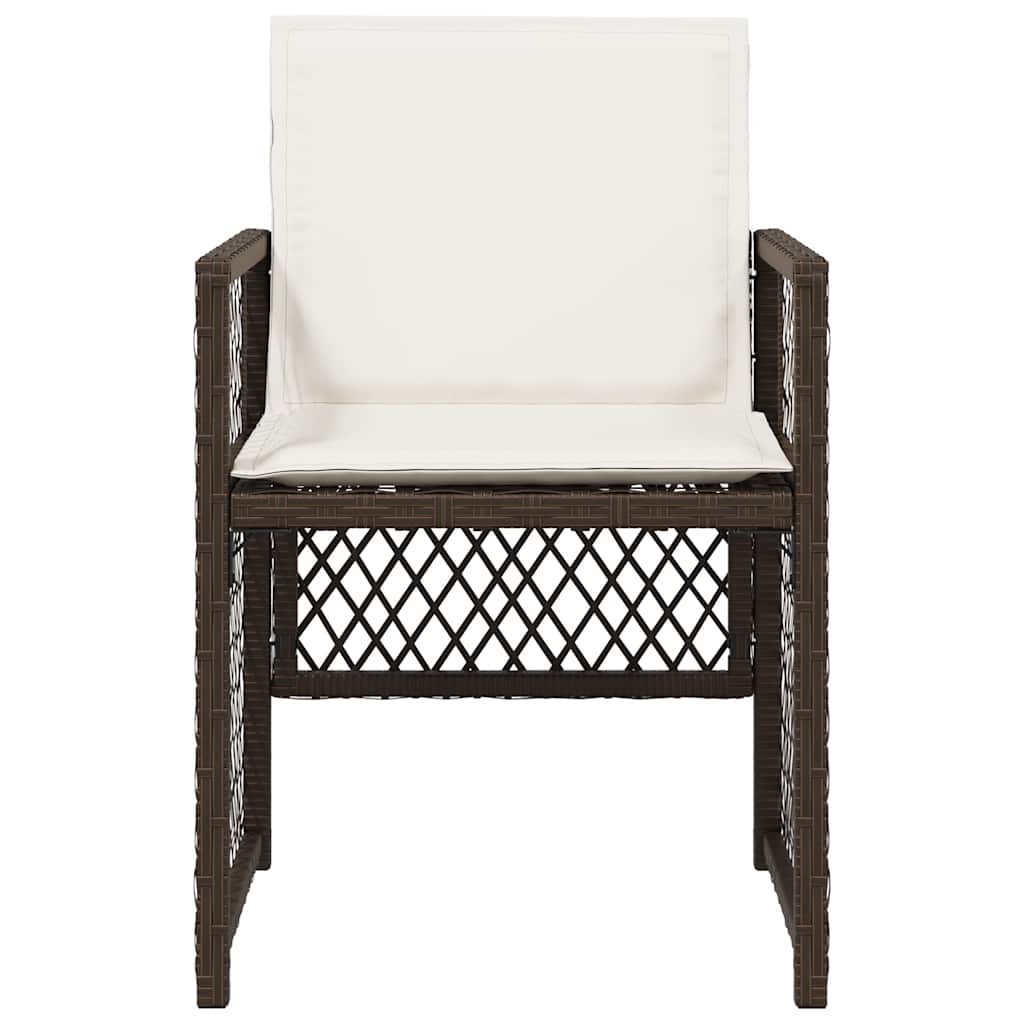 Garden Chairs with Cushions 4 pcs Brown Poly Rattan