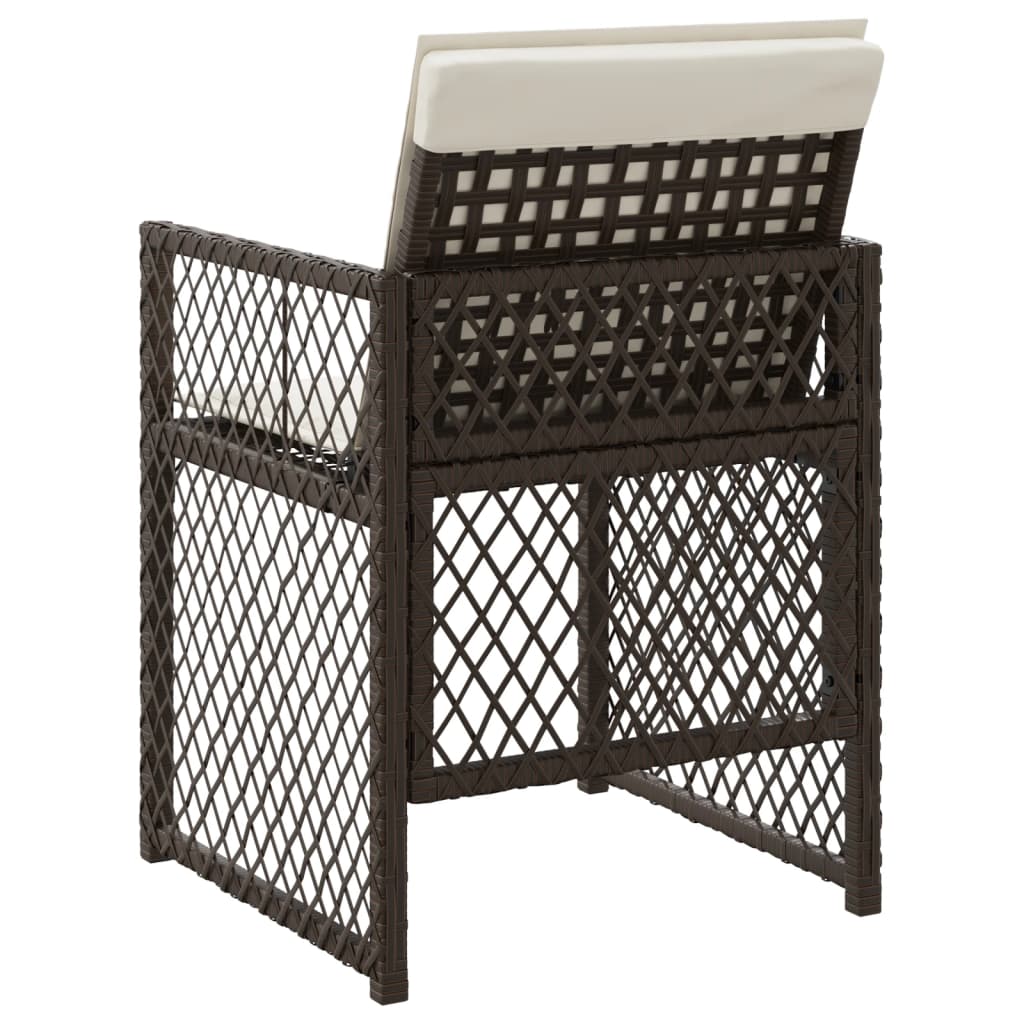 Garden Chairs with Cushions 4 pcs Brown Poly Rattan