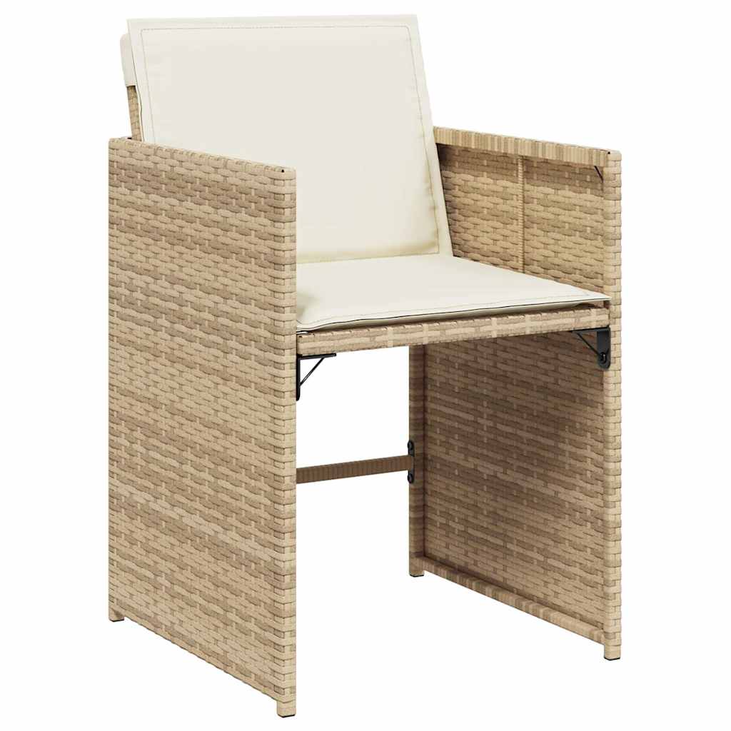 Garden Chairs with Cushions 4 pcs Beige Poly Rattan