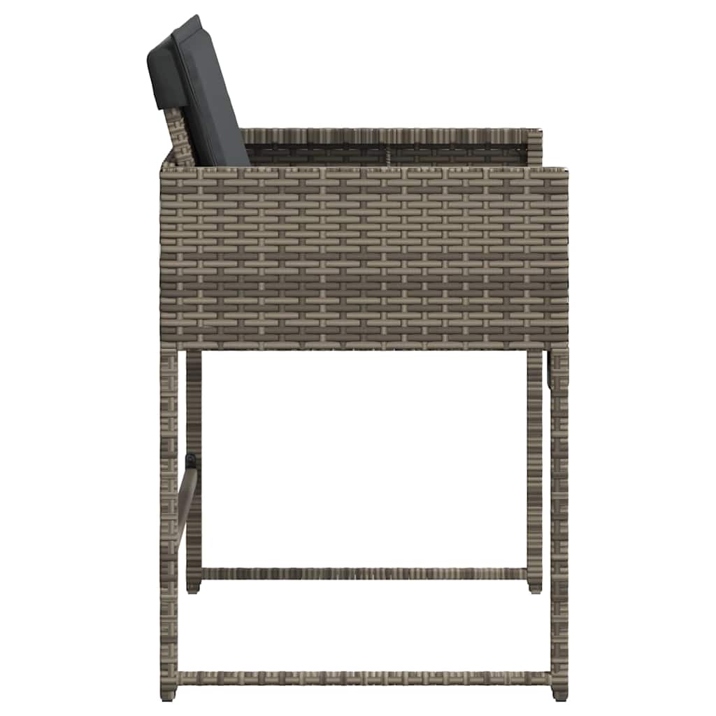 Garden Chairs with Cushions 4 pcs Grey Poly Rattan