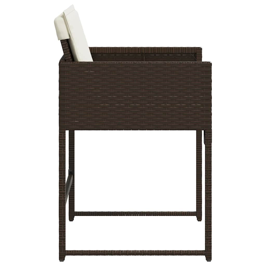 Garden Chairs with Cushions 4 pcs Brown Poly Rattan