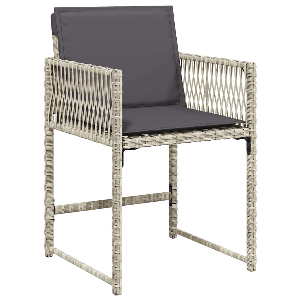 Garden Chairs with Cushions 4 pcs Light Grey Poly Rattan