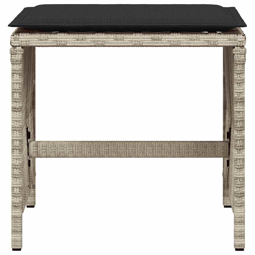Garden Stools with Cushions 4 pcs Light Grey 41x41x36 cm Poly Rattan