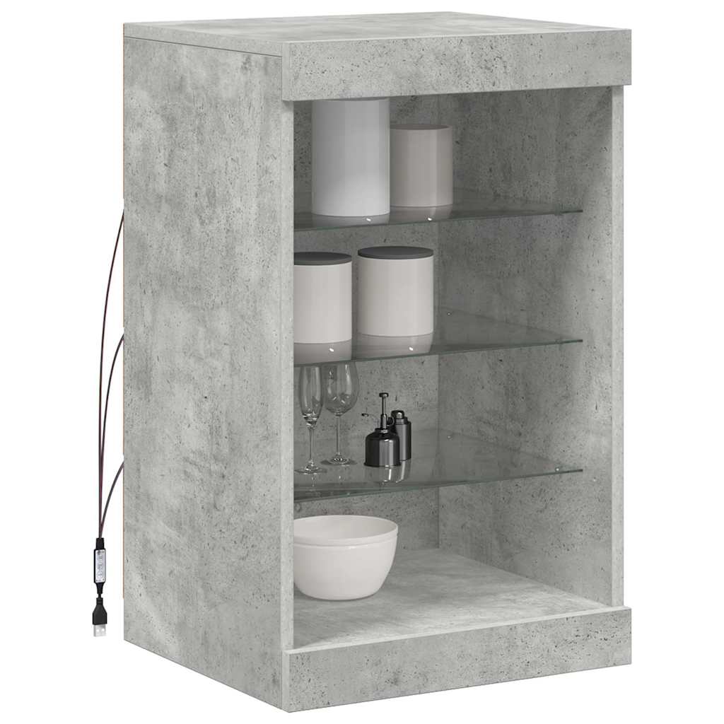 Sideboard with LED Lights Concrete Grey 41x37x67 cm