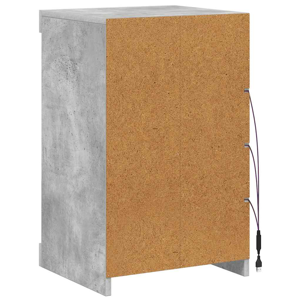 Sideboard with LED Lights Concrete Grey 41x37x67 cm