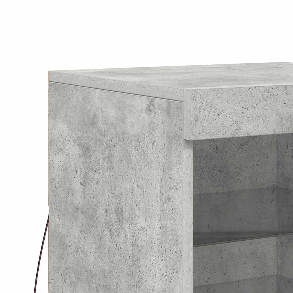 Sideboard with LED Lights Concrete Grey 41x37x67 cm