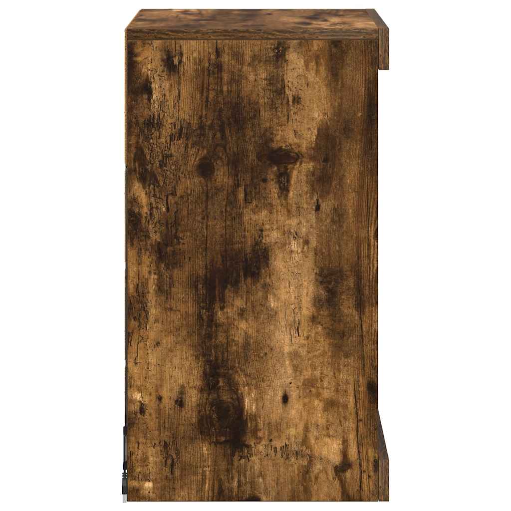 Sideboard with LED Lights Smoked Oak 41x37x67 cm
