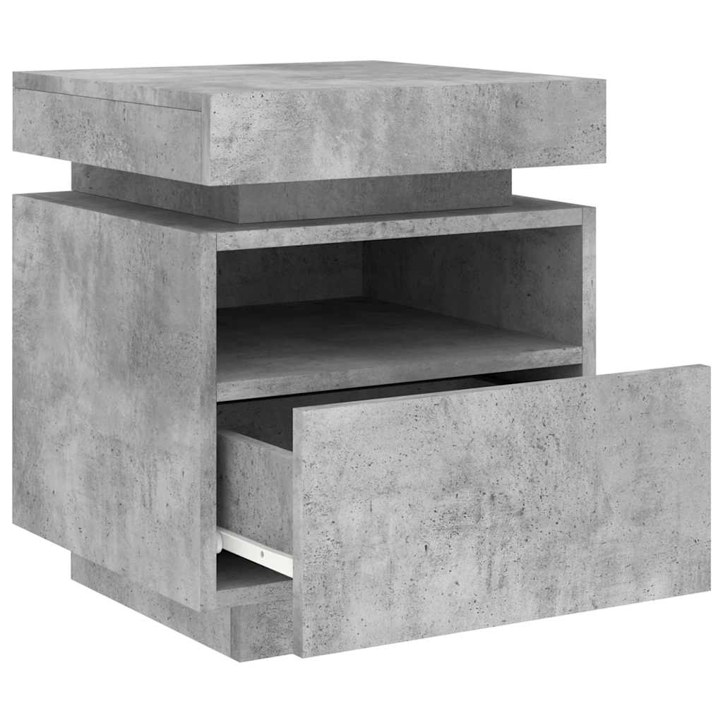 Bedside Cabinets with LED Lights 2 pcs Concrete Grey 40x39x48,5 cm