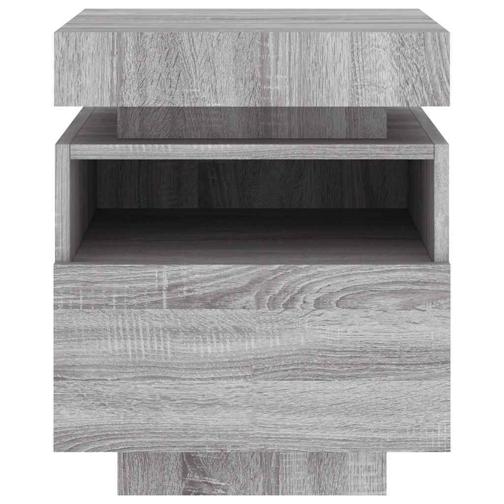 Bedside Cabinet with LED Lights Grey Sonoma 40x39x48,5 cm