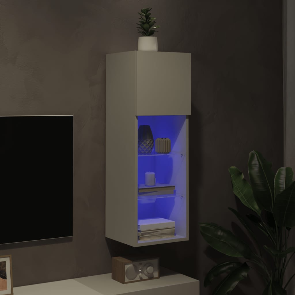 TV Cabinet with LED Lights White 30.5x30x90 cm
