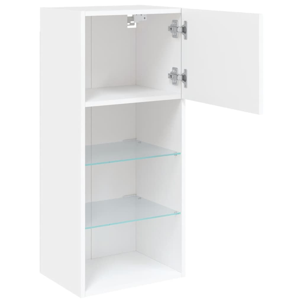 TV Cabinet | Set of 2 | White | Engineered wood, Glass | Medium