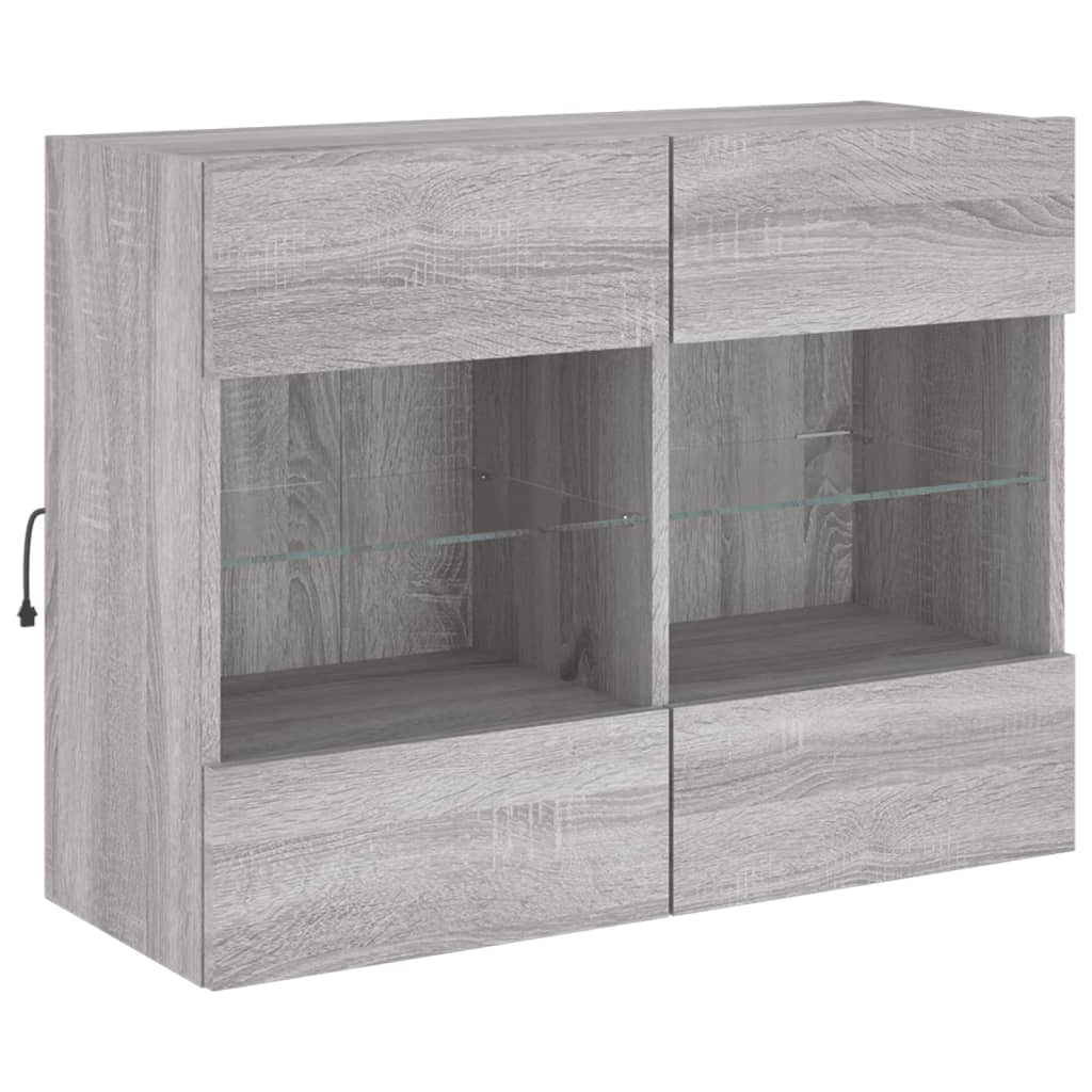TV Wall Cabinet with LED Lights Grey Sonoma 78,5x30x60,5 cm