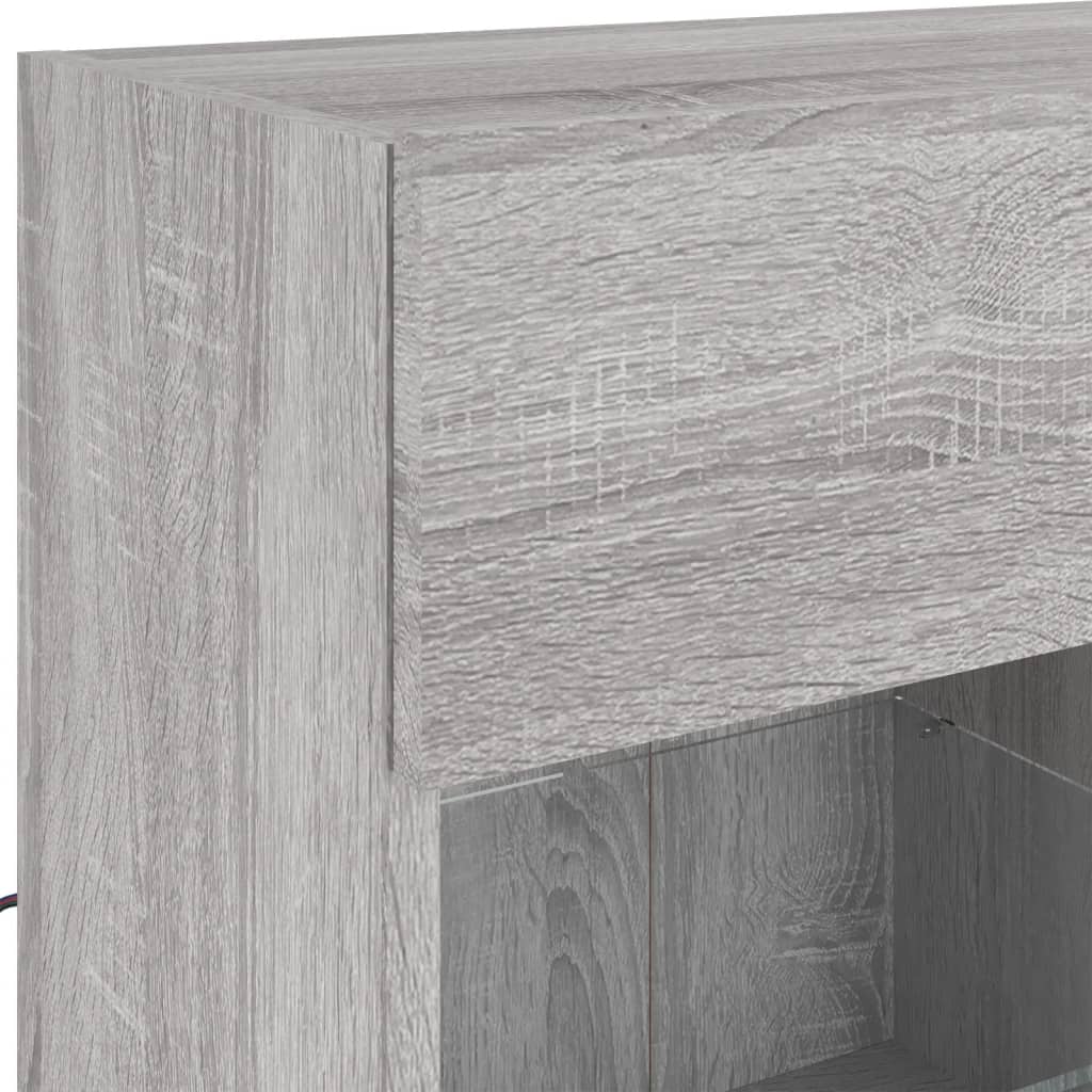 TV Wall Cabinet with LED Lights Grey Sonoma 78,5x30x60,5 cm