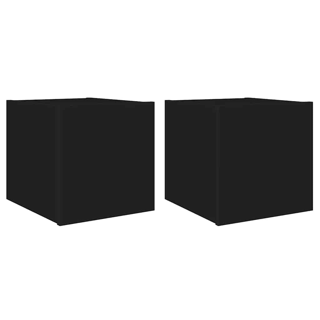 TV Wall Cabinets with LED Lights 2 pcs Black 30.5x35x30 cm