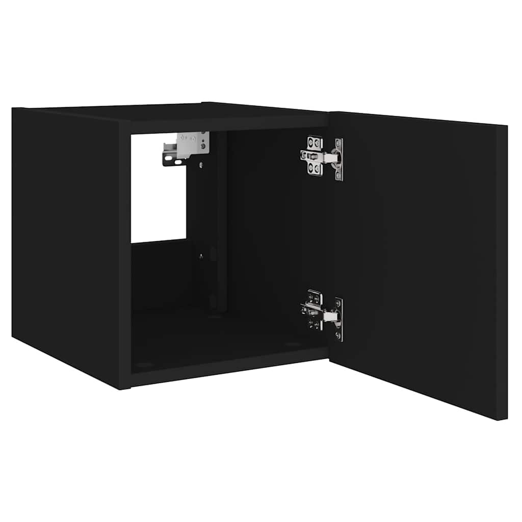 TV Wall Cabinets with LED Lights 2 pcs Black 30.5x35x30 cm