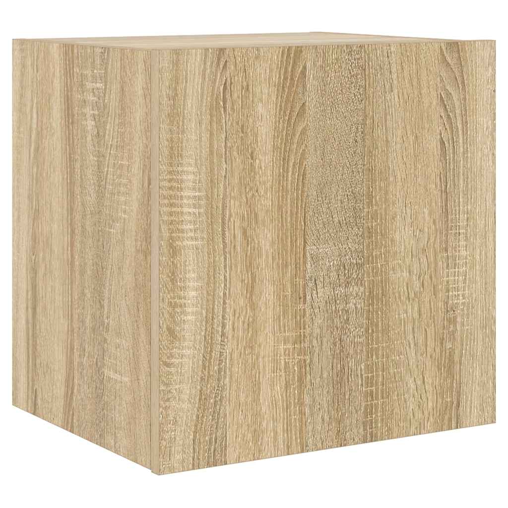 TV Wall Cabinet with LED Lights Sonoma Oak 40.5x35x40 cm
