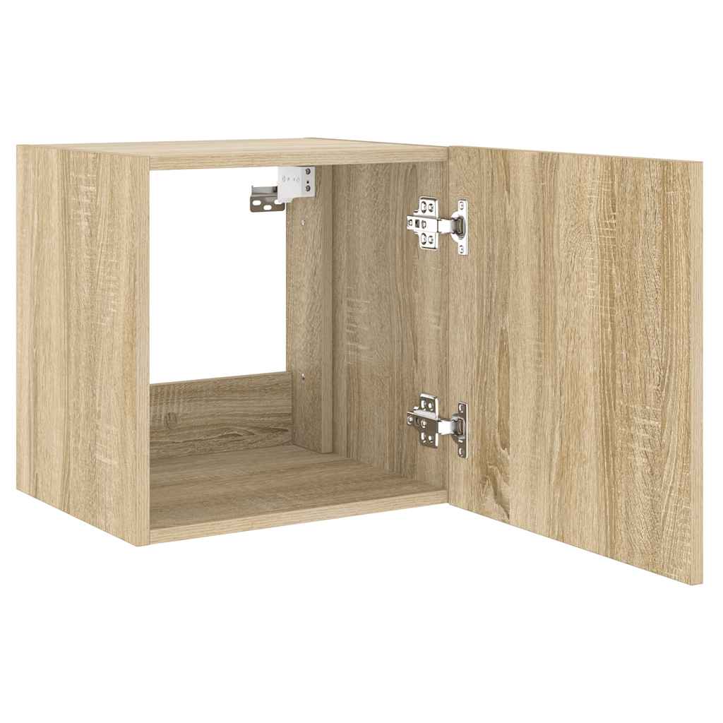 TV Wall Cabinet with LED Lights Sonoma Oak 40.5x35x40 cm