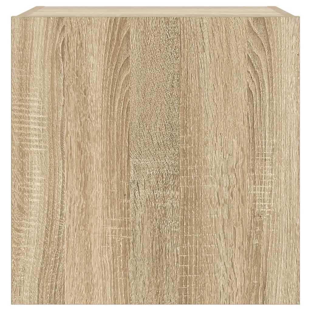 TV Wall Cabinet with LED Lights Sonoma Oak 40.5x35x40 cm